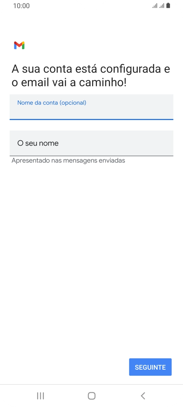 Prima O seu nome e introduza o nome do remetente pretendido.