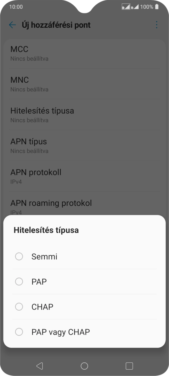 Válaszd a PAP lehetőséget.