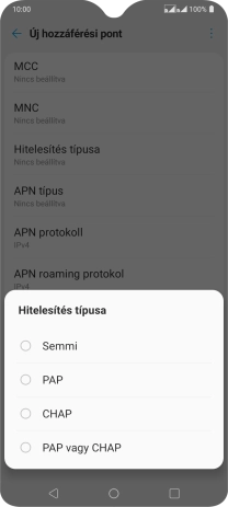 Válaszd a PAP lehetőséget.