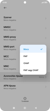 Válaszd a PAP lehetőséget.