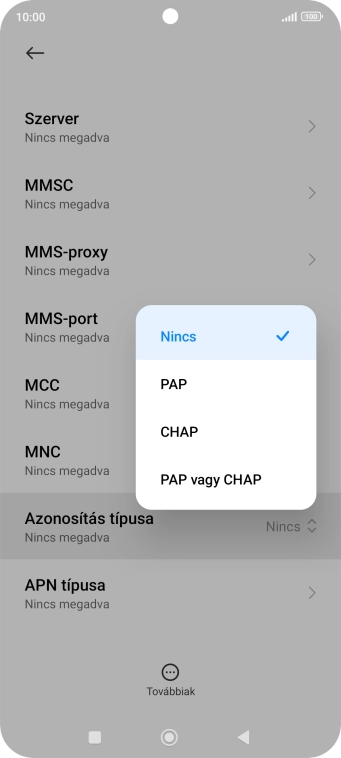 Válaszd a PAP lehetőséget.