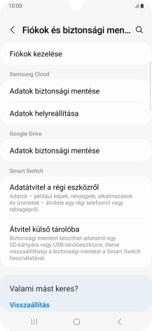 Válaszd a Fiókok kezelése lehetőséget.