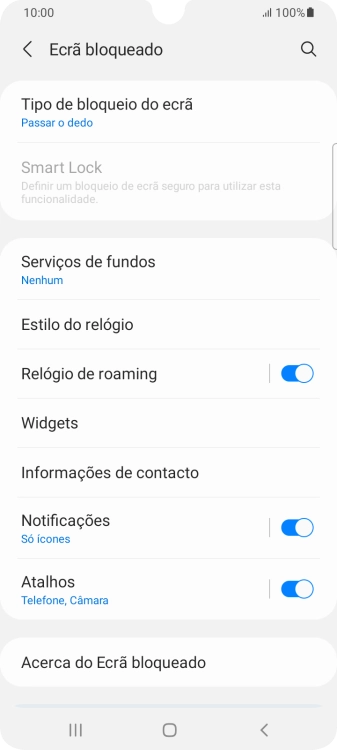 Prima Tipo de bloqueio do ecrã.
