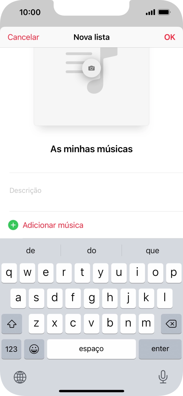 Prima Adicionar música.