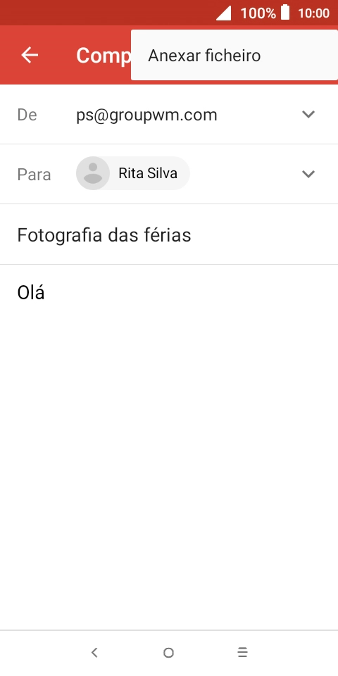 Prima Anexar ficheiro e vá até à pasta pretendida.