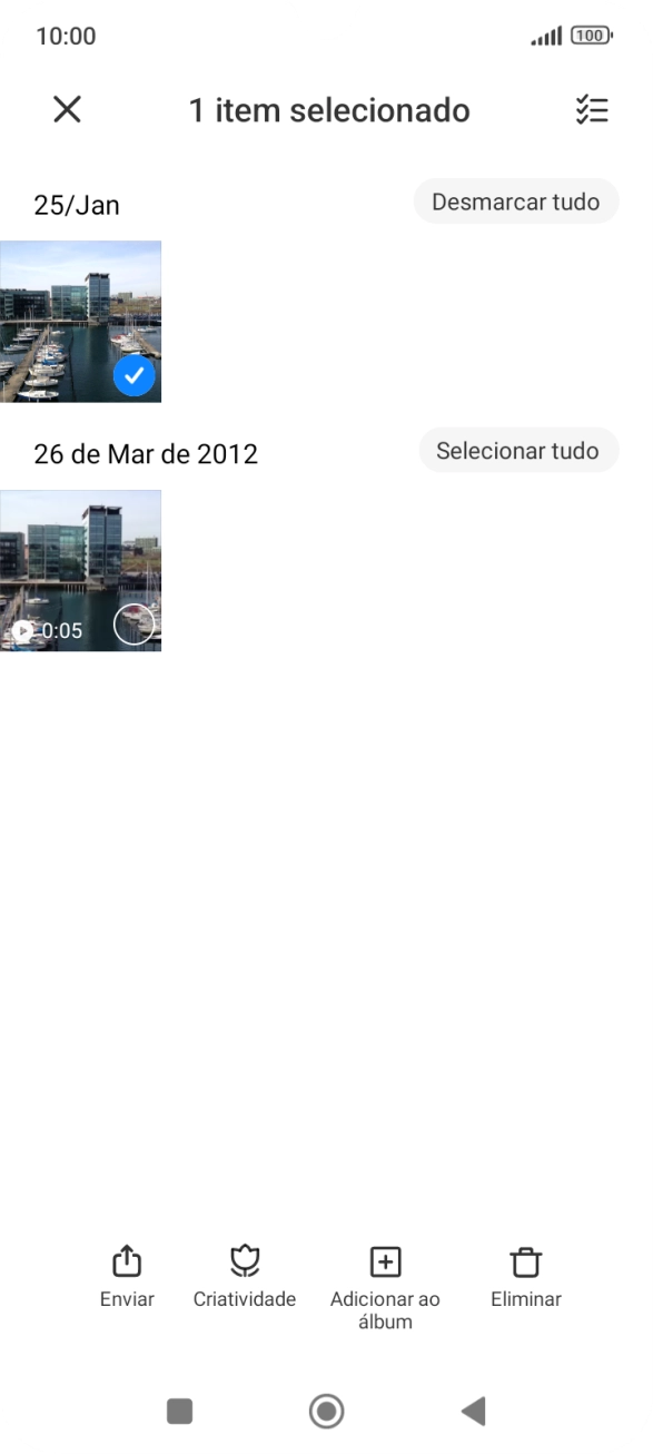 Prima o ícone para selecionar todos.