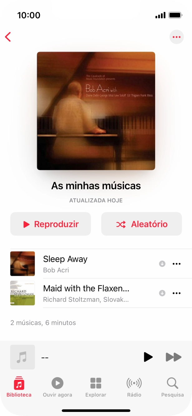 Vá até à categoria ou lista de reprodução pretendida e prima o ficheiro de música pretendido.