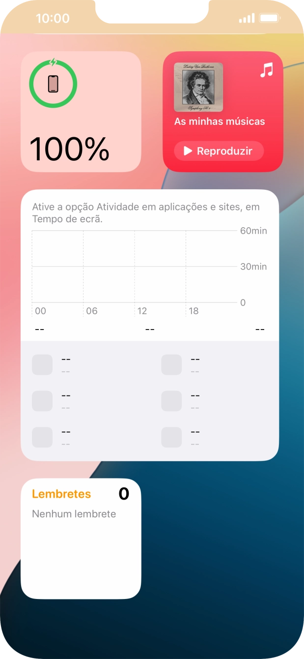 Mantenha premido o widget pretendido até aparecer um menu no ecrã.