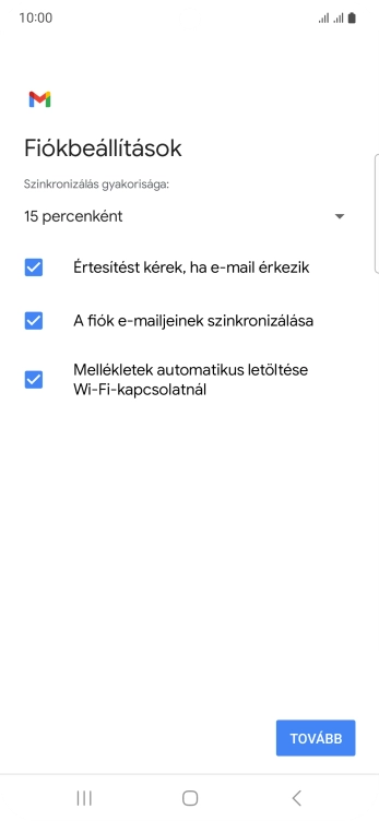 Nyisd le a „Szinkronizálás gyakorisága:” alatt legördülő menüt.