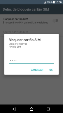 Introduza o seu código PIN e prima OK.