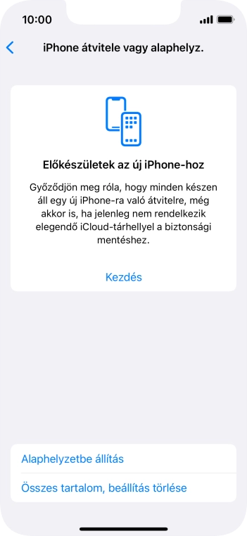 Válaszd az Alaphelyzetbe állítás lehetőséget.