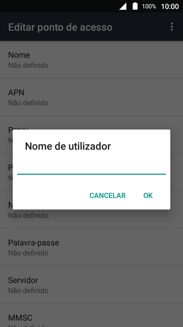 Introduza vodafone e prima OK.