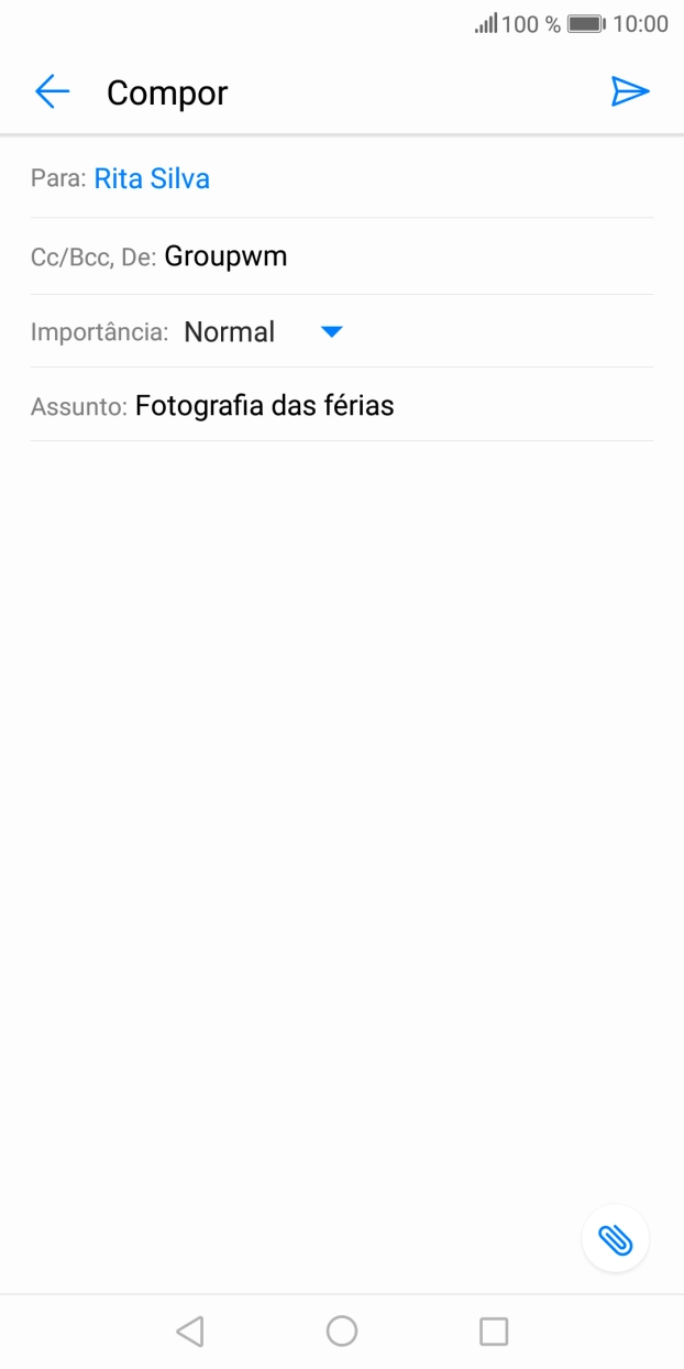 Prima o campo de escrita e escreva o texto do e-mail.
