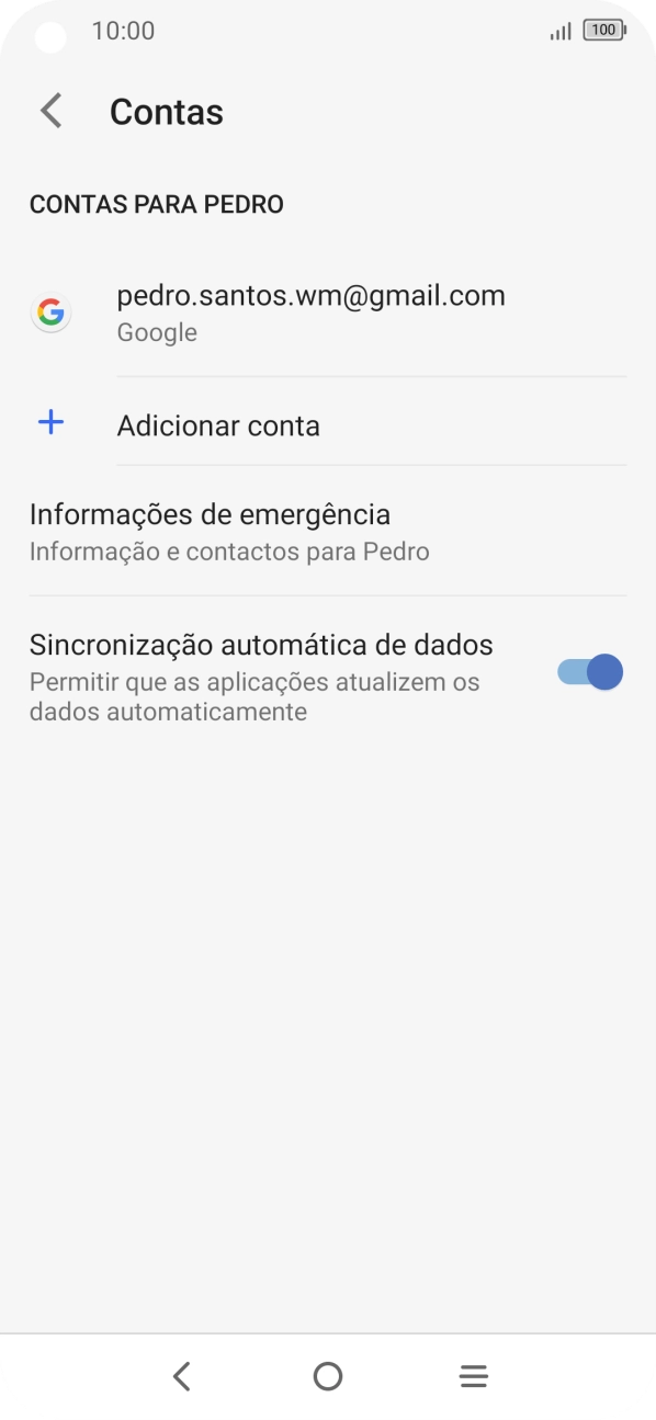 Prima Adicionar conta.