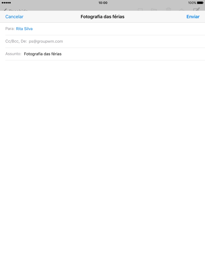 Prima o campo de escrita e escreva o texto do e-mail.