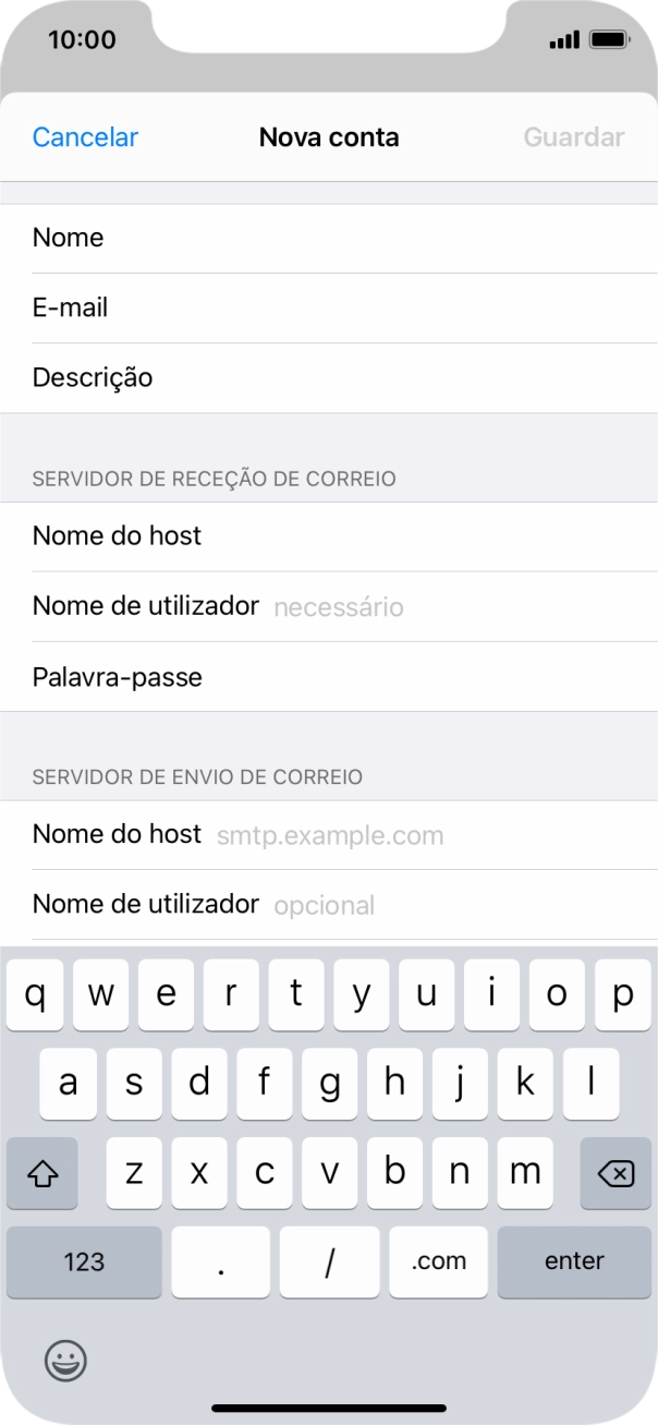 Prima Nome de utilizador e introduza o nome de utilizador da sua conta de e-mail.