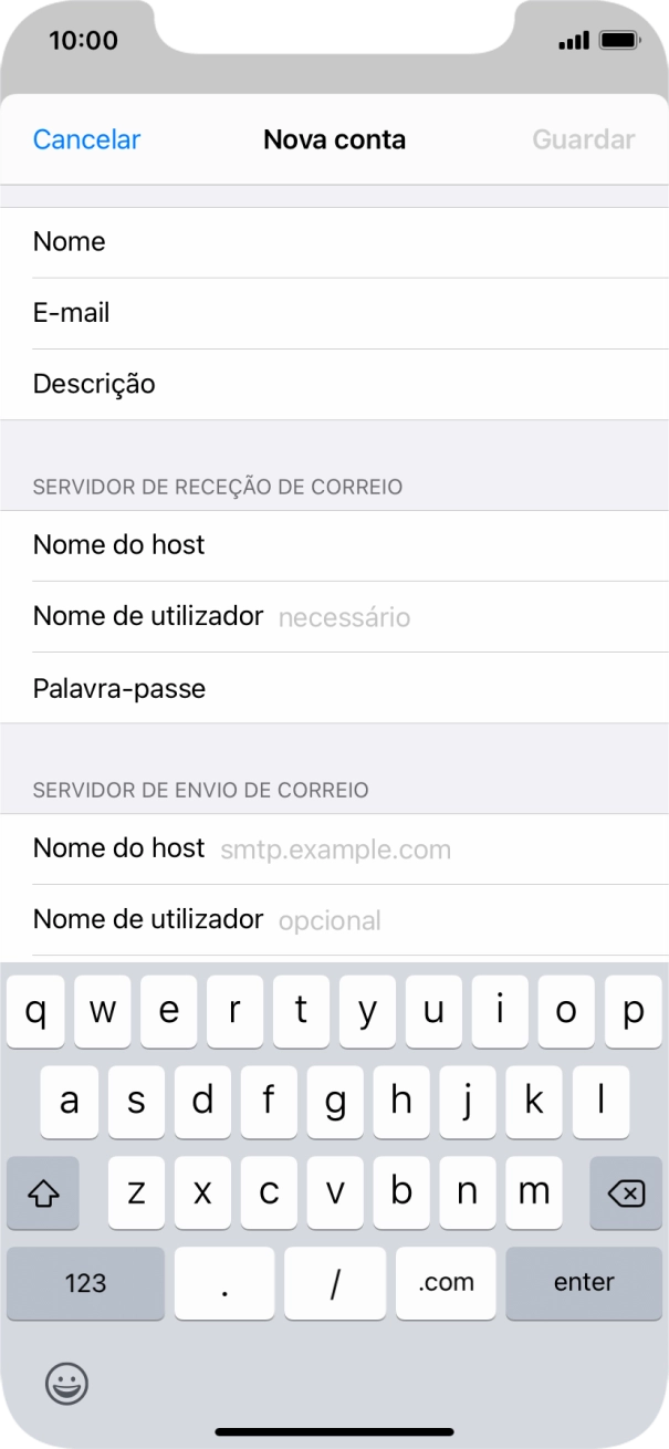 Prima Nome de utilizador e introduza o nome de utilizador da sua conta de e-mail.