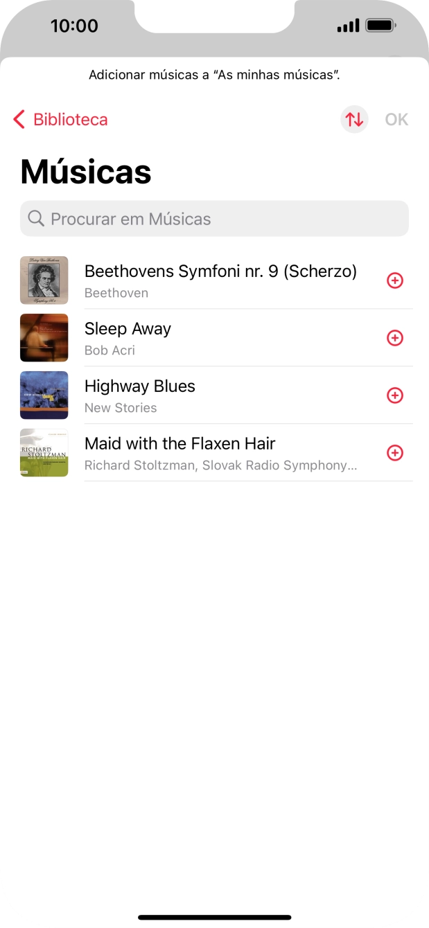 Vá até à categoria pretendida e prima o ficheiro de música pretendido.