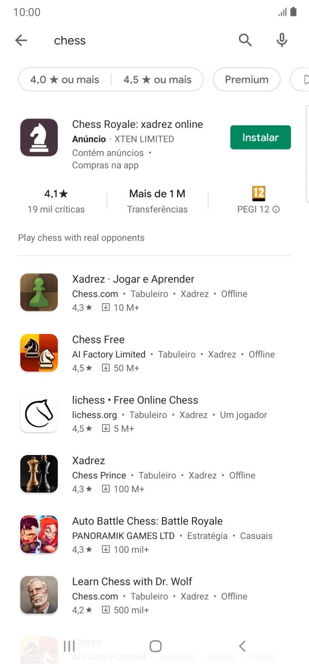 Prima a app pretendida.