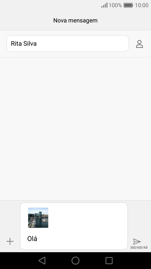 Prima o ícone para enviar quando terminar de escrever a sua mensagem multimédia.