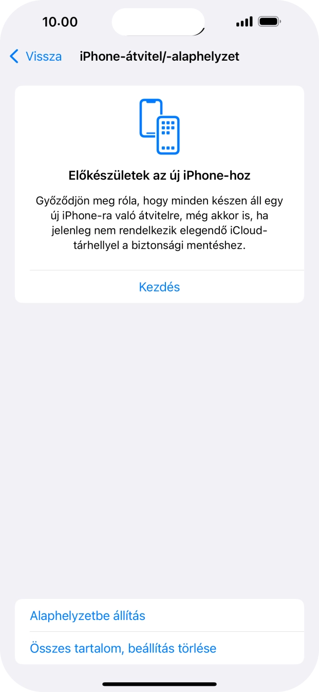 Válaszd az Alaphelyzetbe állítás lehetőséget.