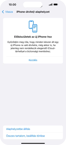 Válaszd az Alaphelyzetbe állítás lehetőséget.
