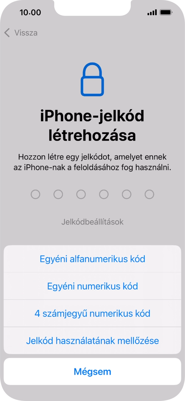 A képernyőzár használatának bekapcsolásához kövesd a képernyőn megjelenő utasításokat, vagy válaszd a Jelkód használatának mellőzése lehetőséget.
