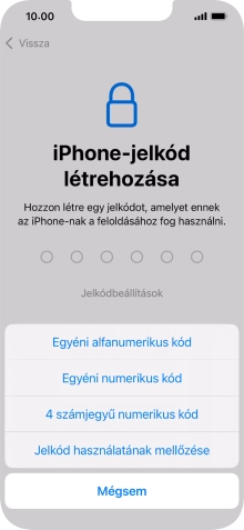A képernyőzár használatának bekapcsolásához kövesd a képernyőn megjelenő utasításokat, vagy válaszd a Jelkód használatának mellőzése lehetőséget.