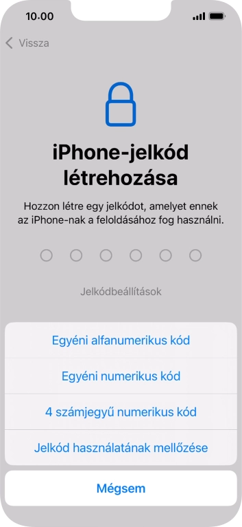 A képernyőzár használatának bekapcsolásához kövesd a képernyőn megjelenő utasításokat, vagy válaszd a Jelkód használatának mellőzése lehetőséget.