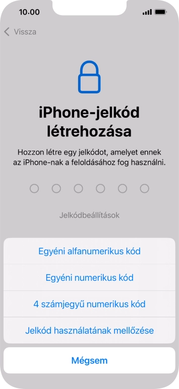 A képernyőzár használatának bekapcsolásához kövesd a képernyőn megjelenő utasításokat, vagy válaszd a Jelkód használatának mellőzése lehetőséget.