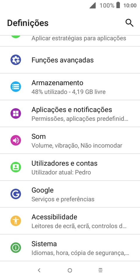 Prima Utilizadores e contas.