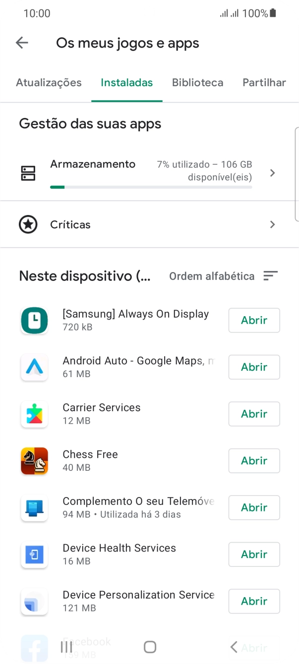 Prima a app pretendida.