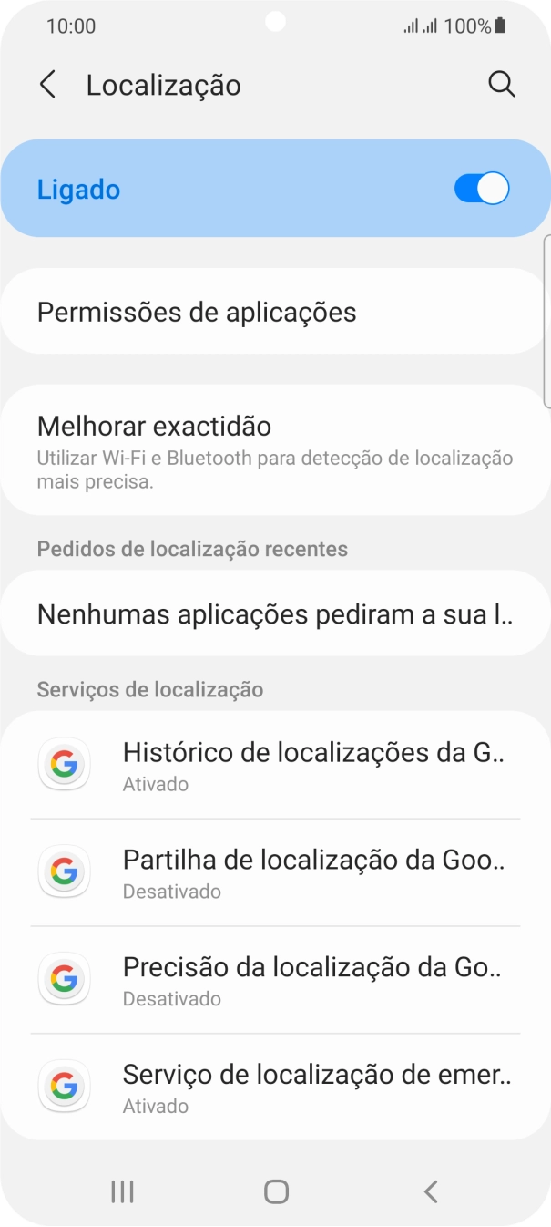 Prima Permissões de aplicações.