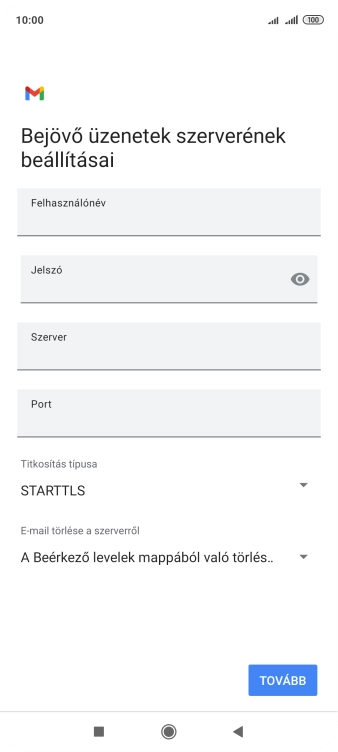 Kattints a „Felhasználónév” alatti mezőre, és írd be az e-mail-fiókodhoz tartozó felhasználónevet.
