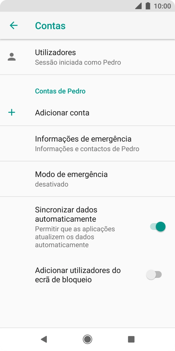 Prima Adicionar conta.