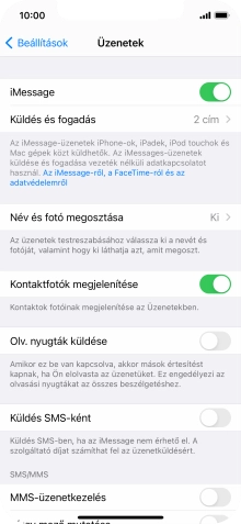 Kattints a „Küldés SMS-ként” melletti csúszkára a funkció be- vagy kikapcsolásához.