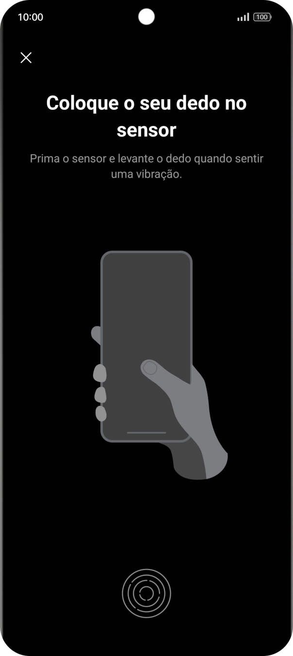 Siga as indicações no ecrã para definir a impressão digital como código de bloqueio.