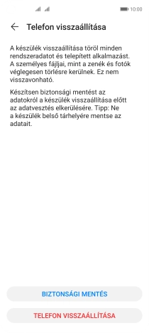 Válaszd a TELEFON VISSZAÁLLÍTÁSA lehetőséget. Várj egy kicsit, amíg a telefon visszaállítja a gyári beállításokat. A telefon konfigurálásához és ahhoz, hogy üzemkész állapotba hozd, kövesd a képernyőn megjelenő utasításokat.