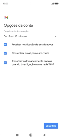 Se o ecrã mostrar esta imagem, a sua conta foi identificada e configurada automaticamente. Siga as indicações no ecrã para introduzir informações adicionais e concluir a configuração.