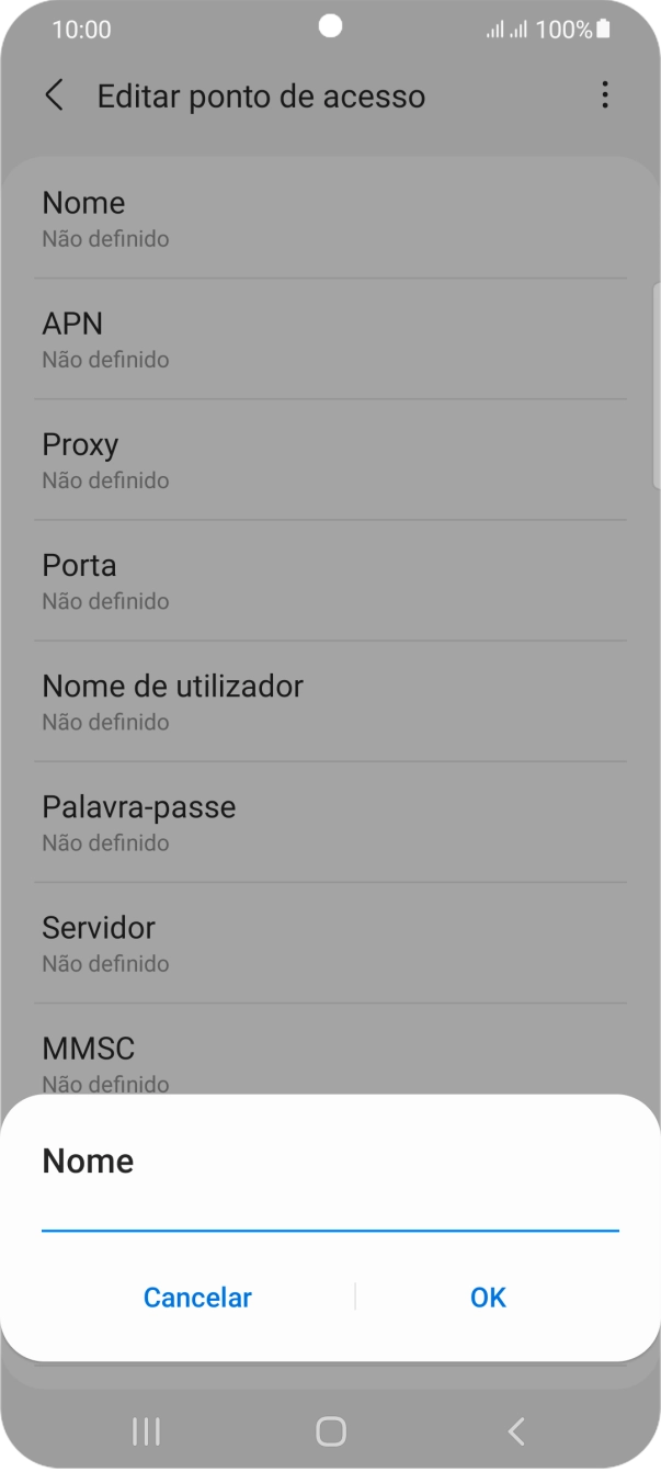 Introduza Vodafone Internet e prima OK.