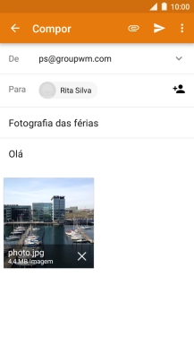 Prima o ícone para enviar quando terminar de escrever o seu e-mail.