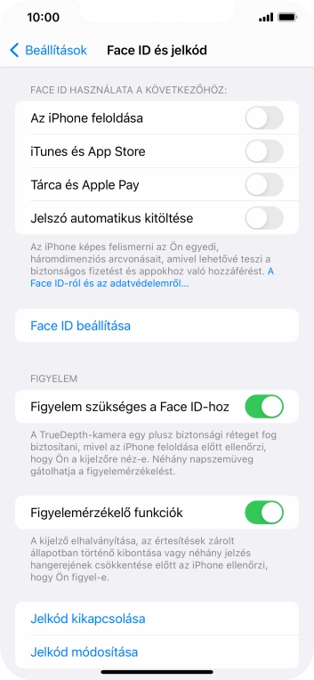 Válaszd a Jelkód kikapcsolása lehetőséget, és írd be a képernyőzárkódot.