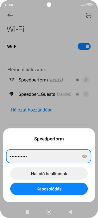 Írd be a Wi-Fi hálózatodhoz tartózó jelszót, és válaszd a Kapcsolódás lehetőséget.