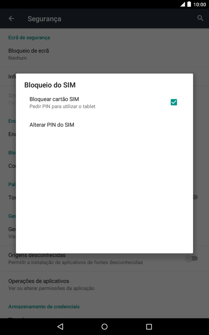 Prima Bloquear cartão SIM para ativar ou desativar a função.