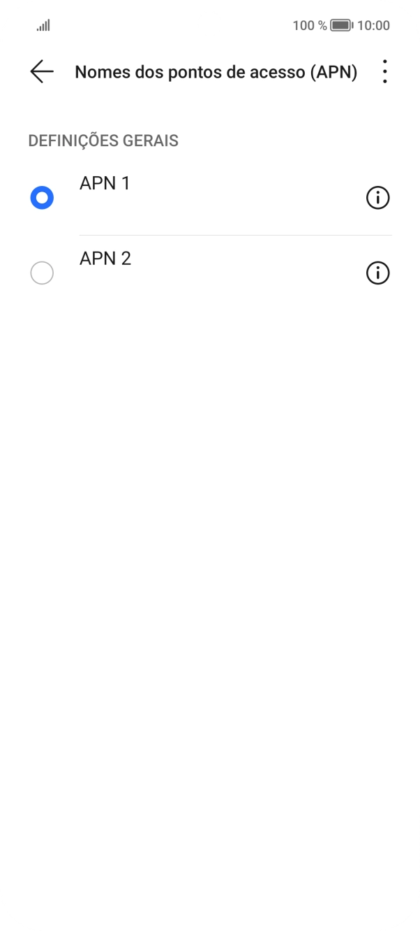 Prima o campo junto à ligação de dados pretendida para a ativar.