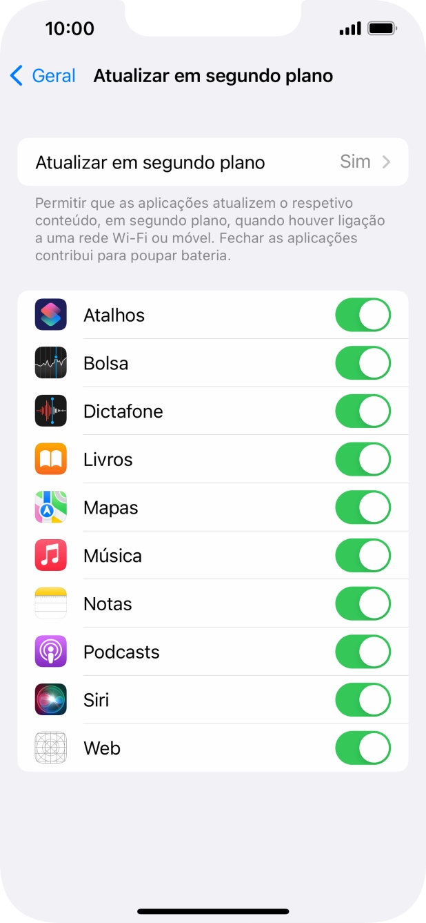 Prima Atualizar em segundo plano.