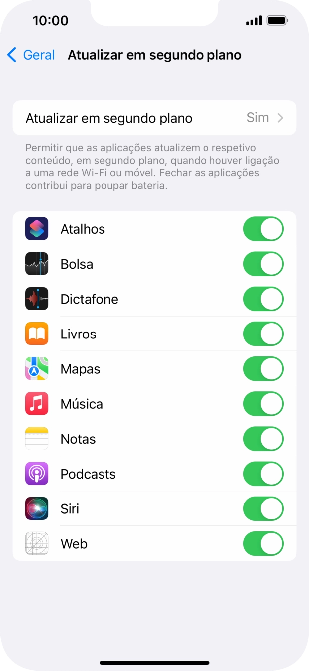 Prima Atualizar em segundo plano.