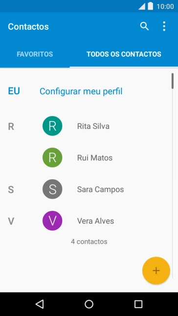 Prima o ícone de novo contacto.