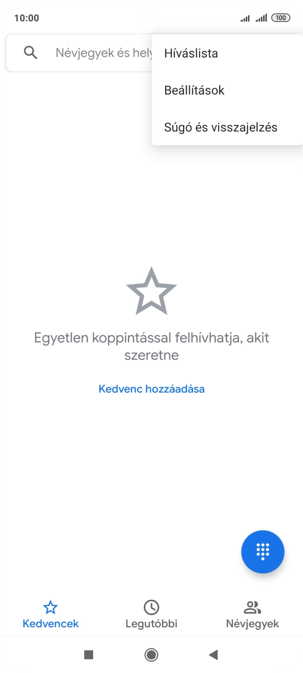 Válaszd a Beállítások lehetőséget.