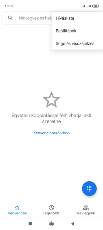 Válaszd a Beállítások lehetőséget.